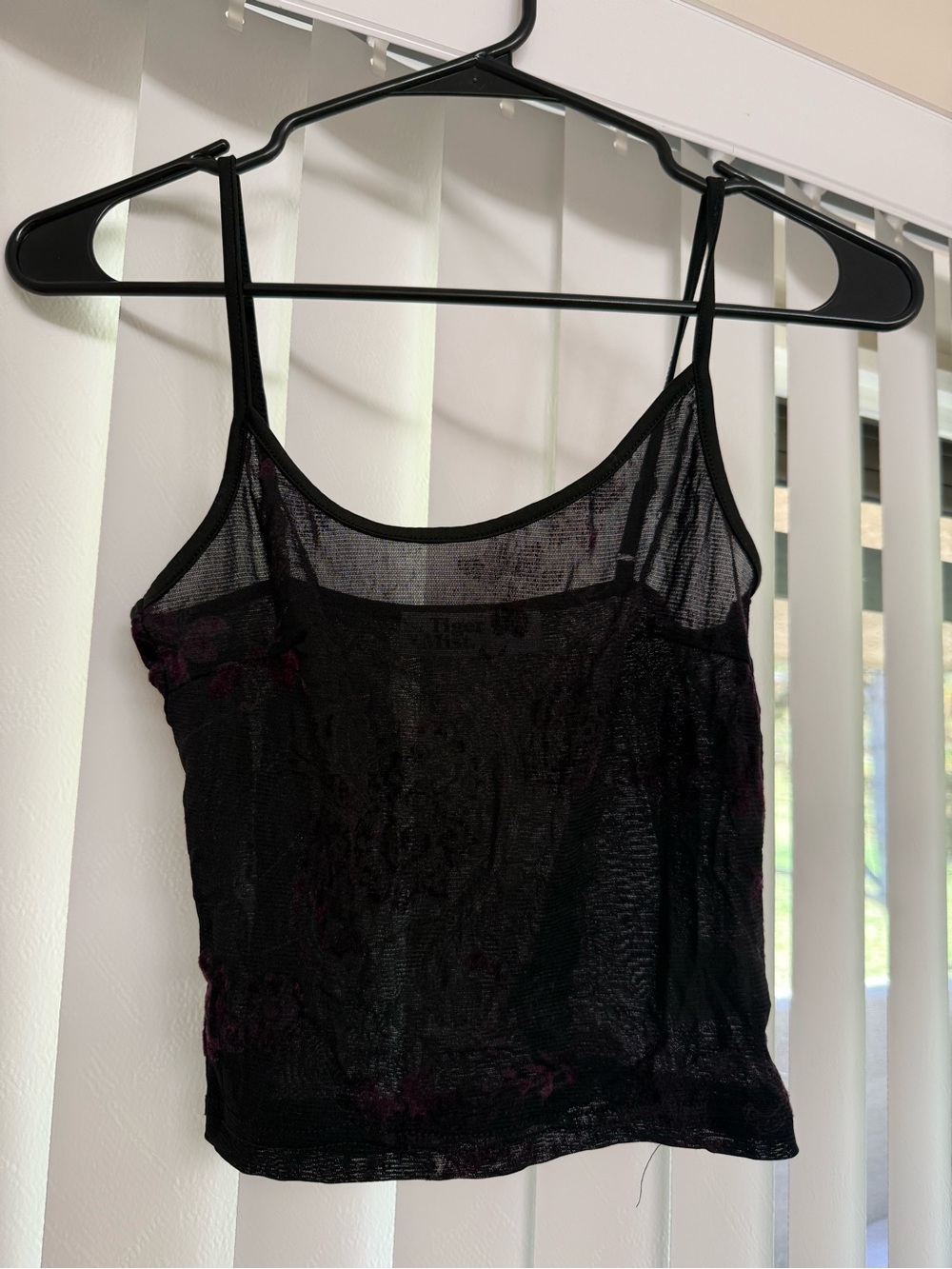Tiger Mist Black Sheer Mesh Cami with Spaghetti Straps